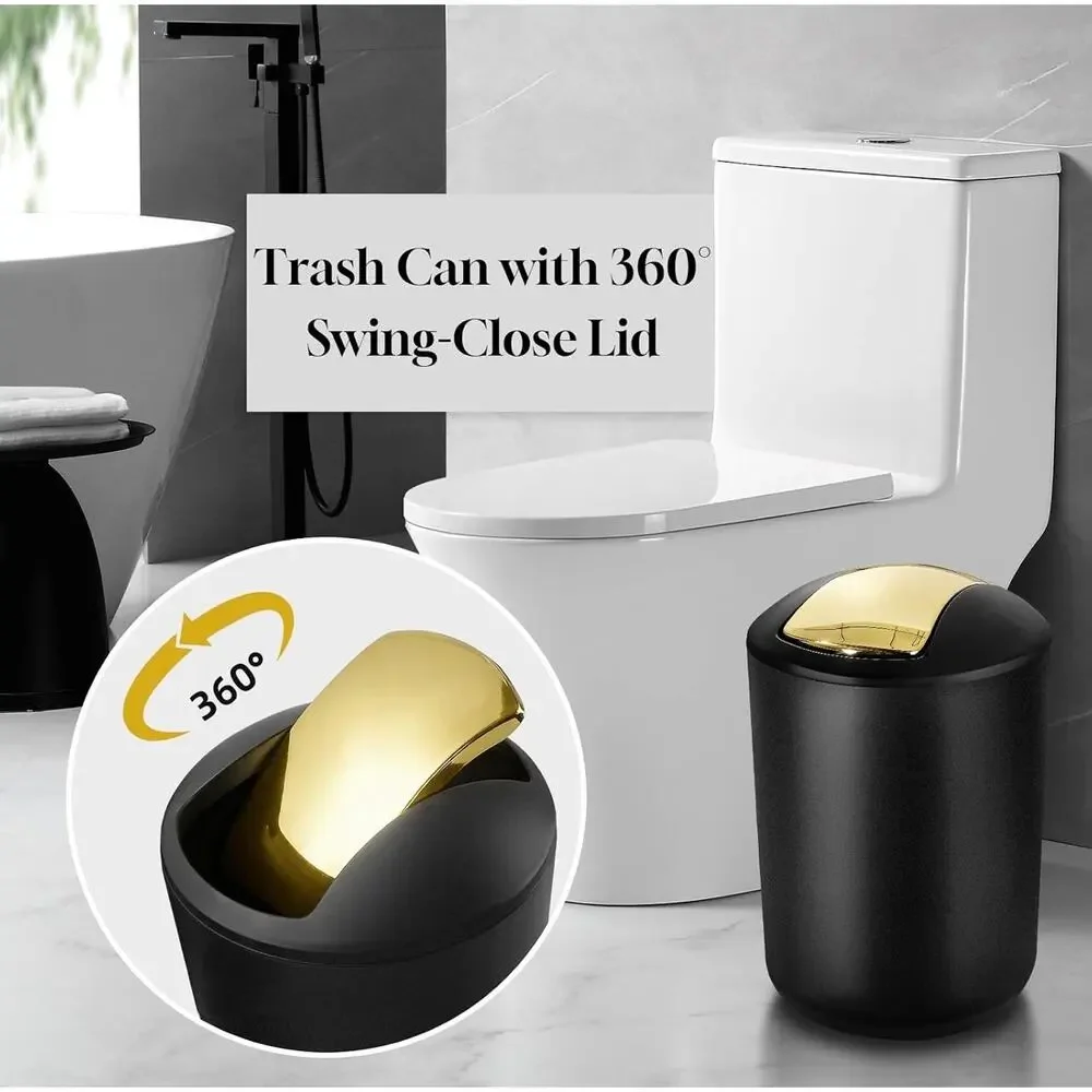 10 Pc Matte Black Bathroom Accessories Set Soap Dispenser Trash Can Tissue Box